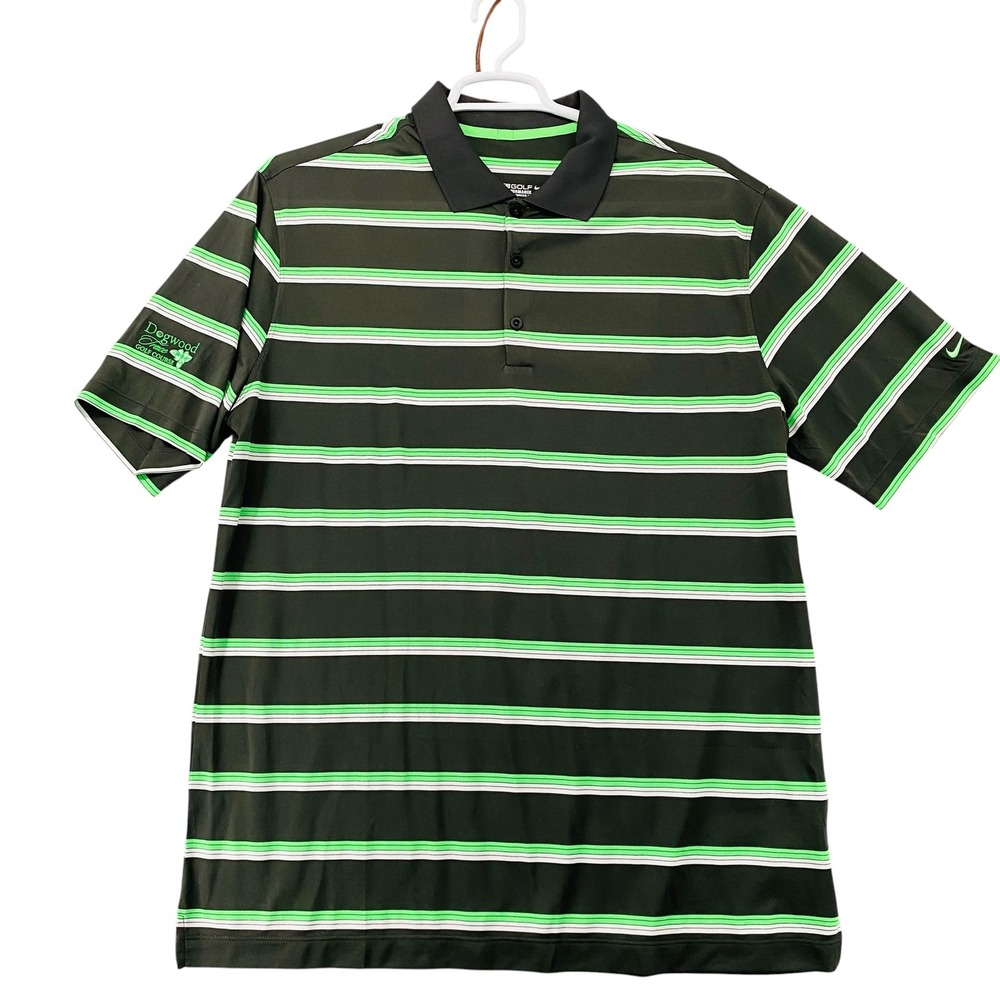 Nike Golf Tour Performance Dri-FIT Striped Polo Shirt XL Black Green
